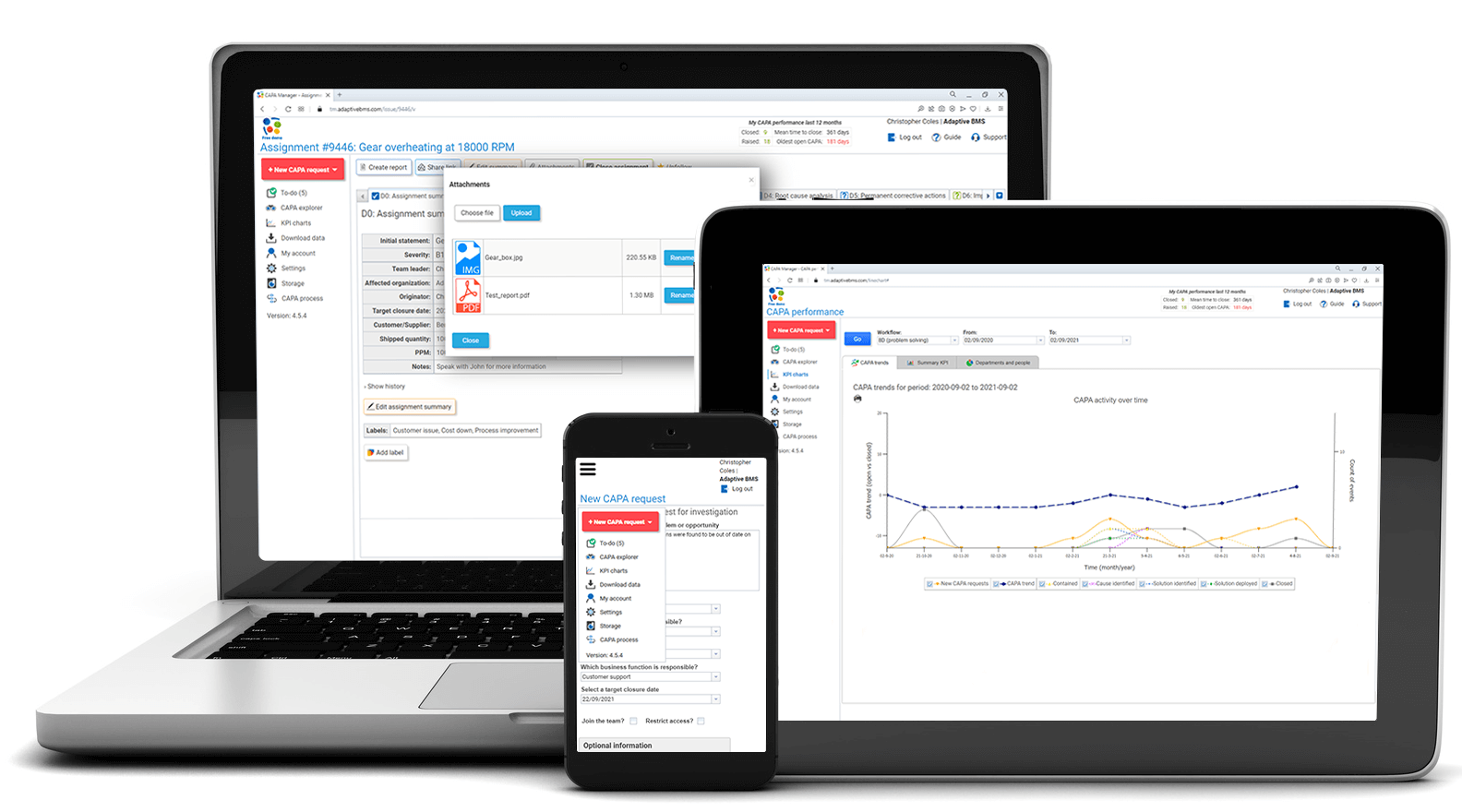 CAPA Manager dashboard for corrective action tracking and RCA
